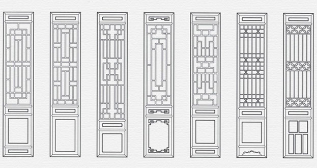 灵石常用中式仿古花窗图案隔断设计图